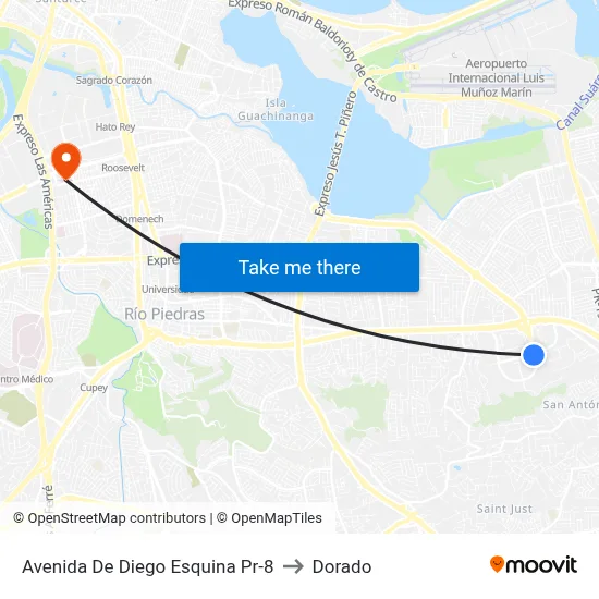 Avenida De Diego Esquina Pr-8 to Dorado map
