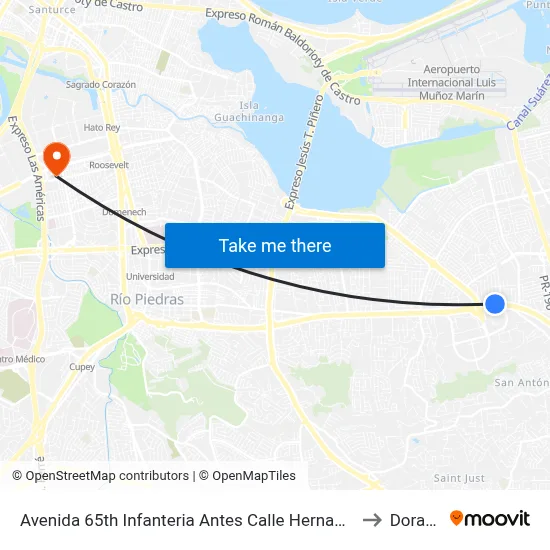 Avenida 65th Infanteria Antes Calle Hernandez to Dorado map