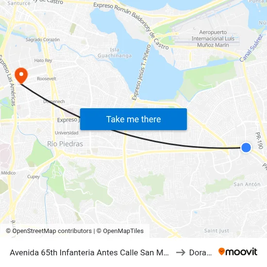 Avenida 65th Infanteria Antes Calle San Marco to Dorado map