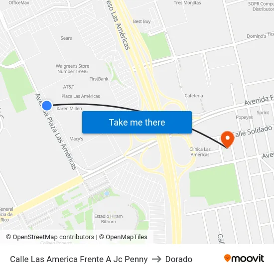 Calle Las America Frente A  Jc Penny to Dorado map