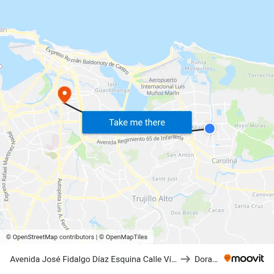 Avenida José Fidalgo Díaz Esquina Calle Vía 24 to Dorado map