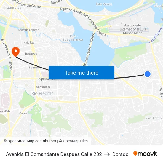 Avenida El Comandante Despues Calle 232 to Dorado map
