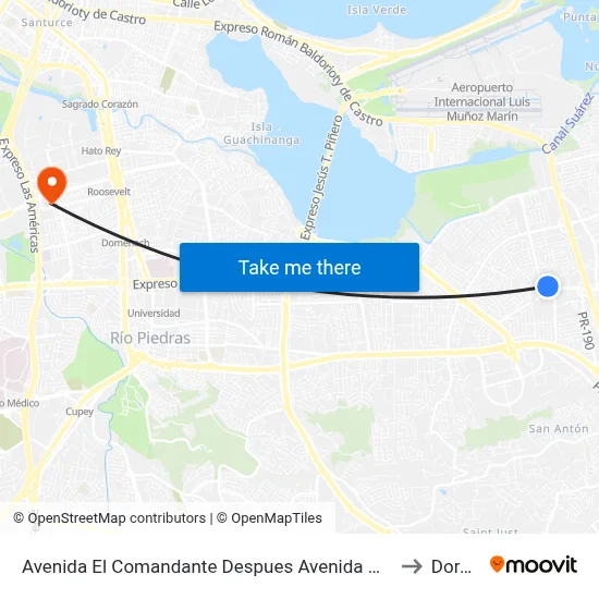 Avenida El Comandante Despues Avenida Monserrate to Dorado map