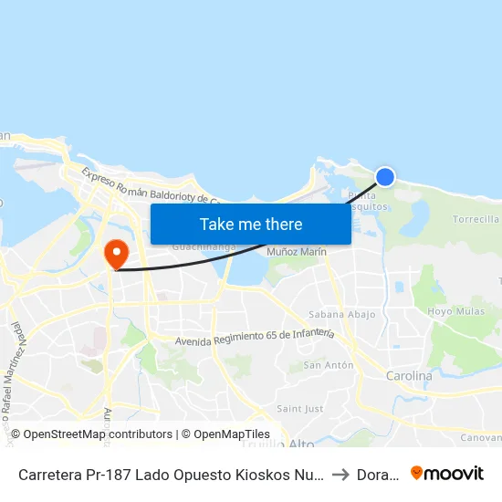 Carretera Pr-187 Lado Opuesto Kioskos Nuevos to Dorado map