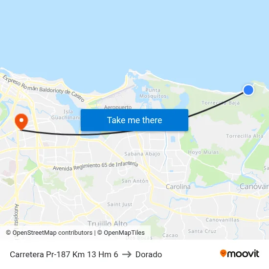 Carretera Pr-187 Km 13 Hm 6 to Dorado map