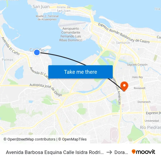 Avenida Barbosa Esquina Calle Isidra Rodriguez to Dorado map