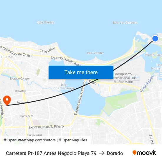 Carretera Pr-187 Antes Negocio Playa 79 to Dorado map