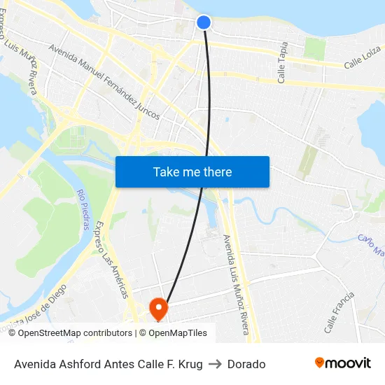 Avenida Ashford Antes Calle F. Krug to Dorado map
