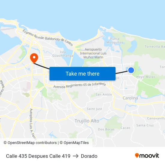 Calle 435 Despues Calle 419 to Dorado map