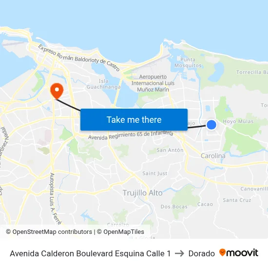Avenida Calderon Boulevard Esquina Calle 1 to Dorado map