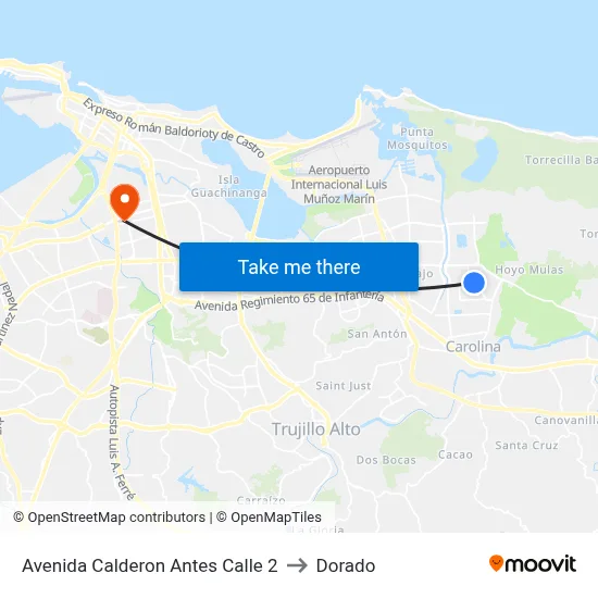 Avenida Calderon Antes Calle 2 to Dorado map