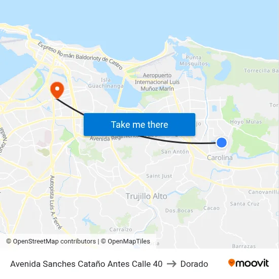 Avenida Sanches Cataño Antes Calle 40 to Dorado map