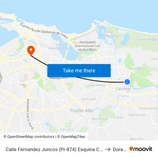 Calle Fernandez Juncos (Pr-874)  Esquina Calle 33 to Dorado map