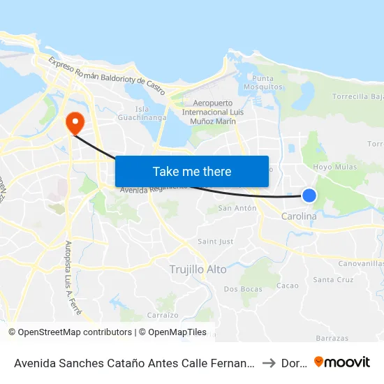 Avenida Sanches Cataño Antes Calle Fernandez Juncos (Pr-874) to Dorado map