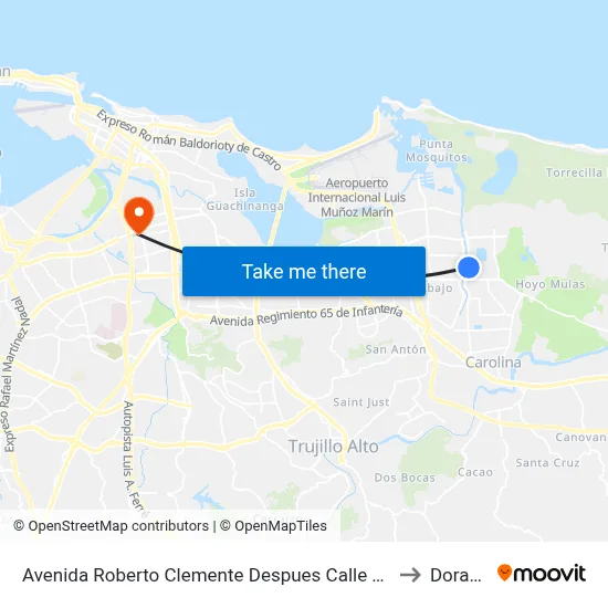 Avenida Roberto Clemente Despues Calle 419 to Dorado map