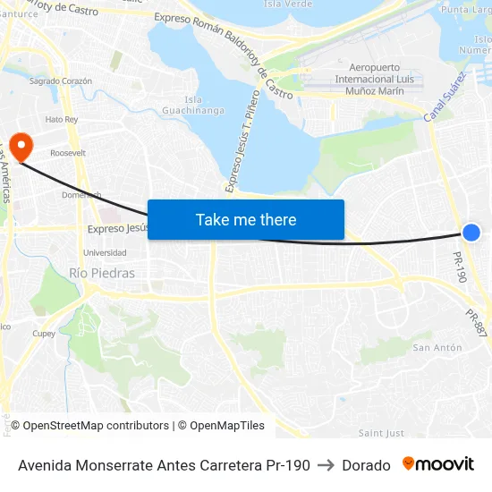 Avenida Monserrate Antes Carretera Pr-190 to Dorado map