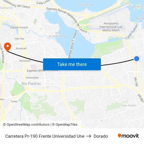 Carretera Pr-190 Frente Universidad Une to Dorado map