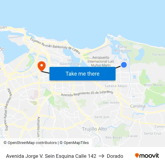 Avenida Jorge V. Sein  Esquina Calle 142 to Dorado map