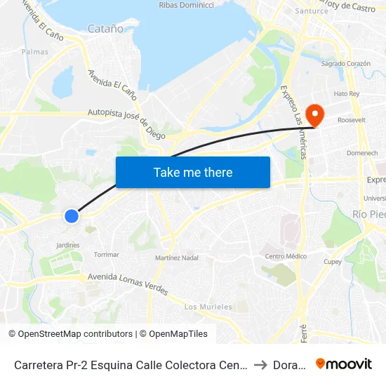 Carretera Pr-2 Esquina Calle Colectora Central to Dorado map
