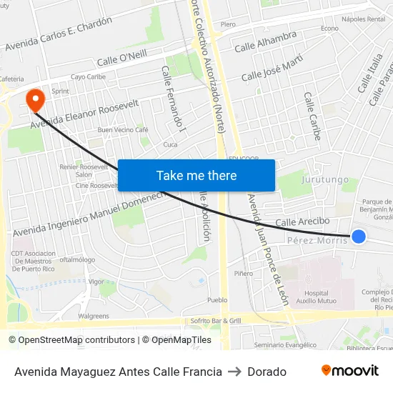 Avenida Mayaguez  Antes Calle Francia to Dorado map