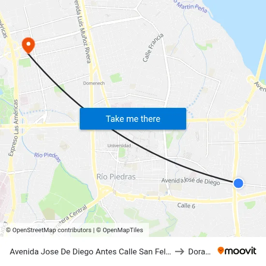 Avenida Jose De Diego Antes Calle San Felipe to Dorado map