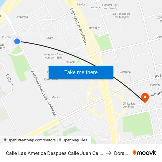 Calle Las America Despues Calle Juan Calaf to Dorado map