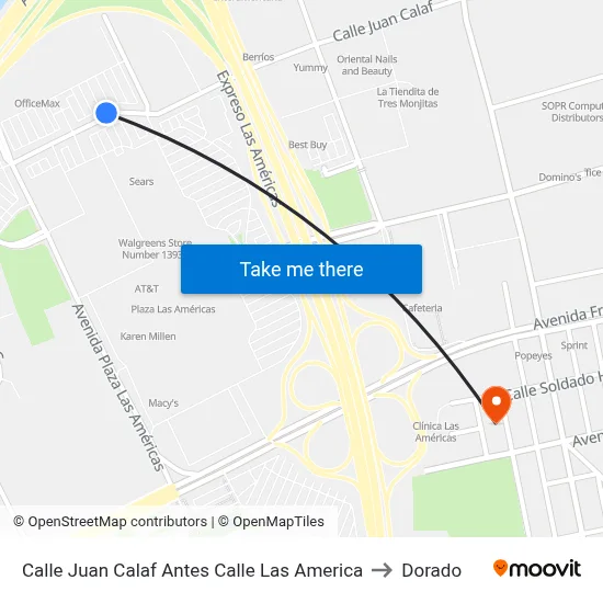 Calle Juan Calaf Antes Calle Las America to Dorado map