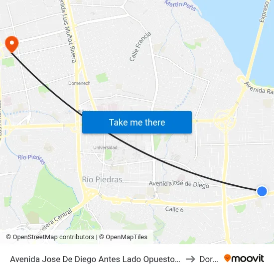 Avenida Jose De Diego Antes Lado Opuesto Calle Las Brisas to Dorado map