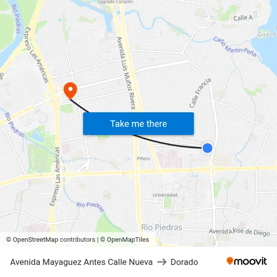 Avenida Mayaguez Antes Calle Nueva to Dorado map