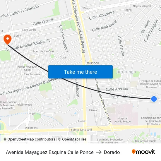 Avenida Mayaguez Esquina Calle Ponce to Dorado map