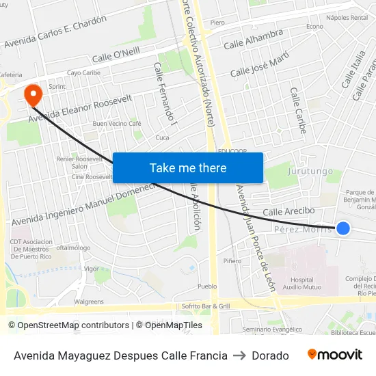 Avenida Mayaguez Despues Calle Francia to Dorado map