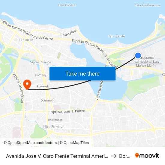 Avenida Jose V. Caro Frente Terminal American Airlines to Dorado map