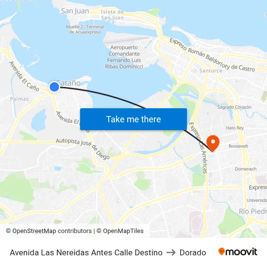 Avenida Las Nereidas Antes Calle Destino to Dorado map