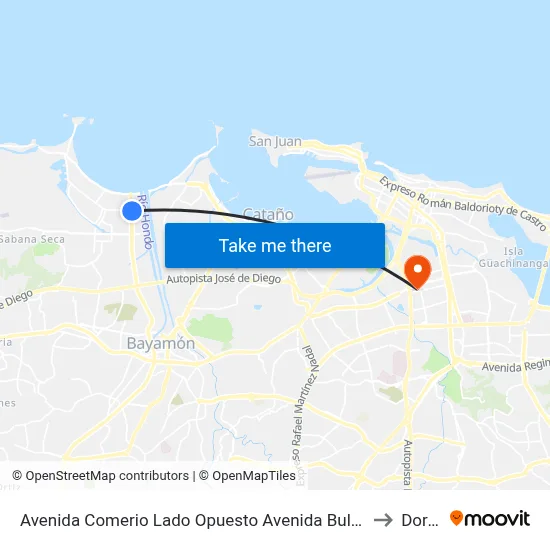 Avenida Comerio Lado Opuesto Avenida Bulevar De Levittown to Dorado map