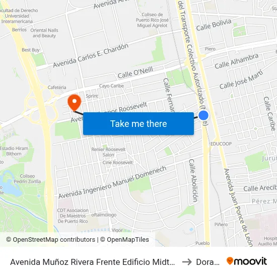 Avenida Muñoz Rivera Frente Edificio Midtown to Dorado map