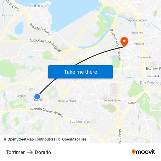 Torrimar to Dorado map