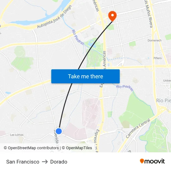 San Francisco to Dorado map