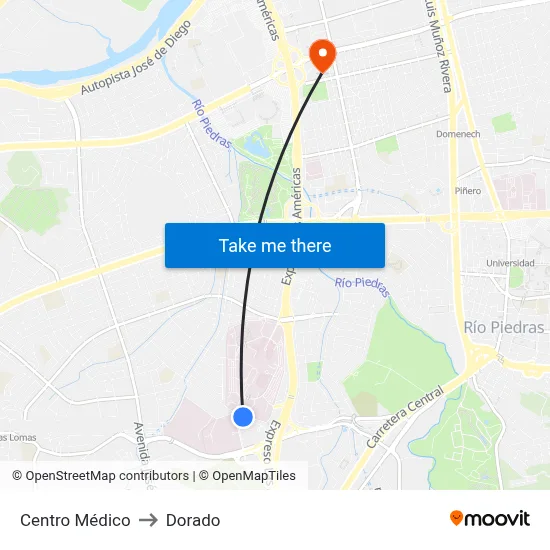 Centro Médico to Dorado map