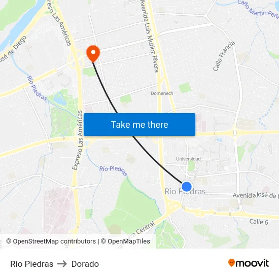 Río Piedras to Dorado map