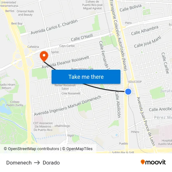 Domenech to Dorado map