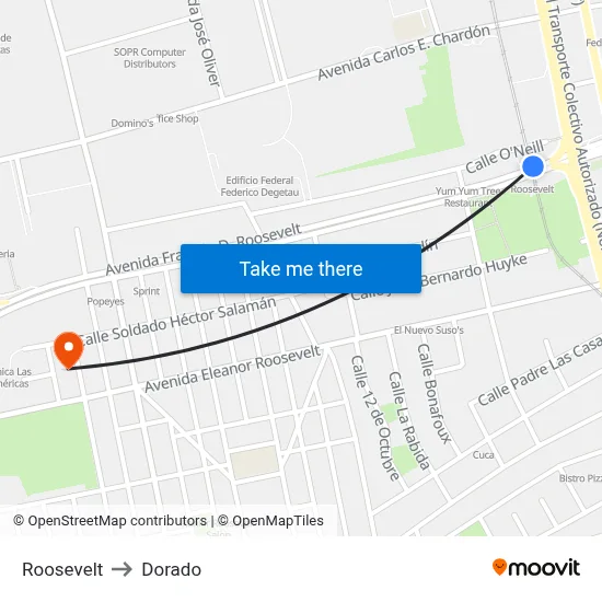 Roosevelt to Dorado map