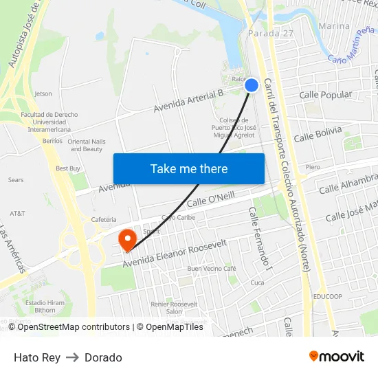 Hato Rey to Dorado map