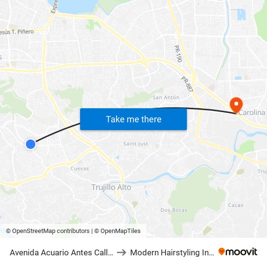 Avenida Acuario Antes Calle Onide to Modern Hairstyling Institute map