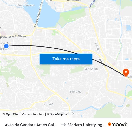 Avenida Gandara Antes Calle Ferrocarril to Modern Hairstyling Institute map