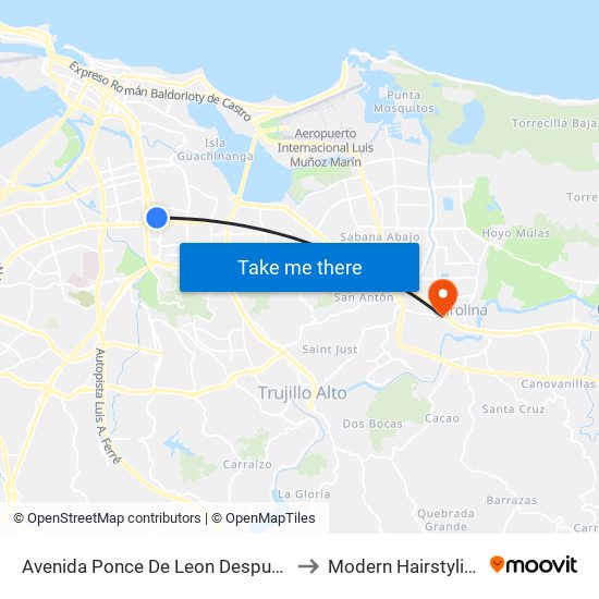Avenida Ponce De Leon Despues Calle Guarionex to Modern Hairstyling Institute map