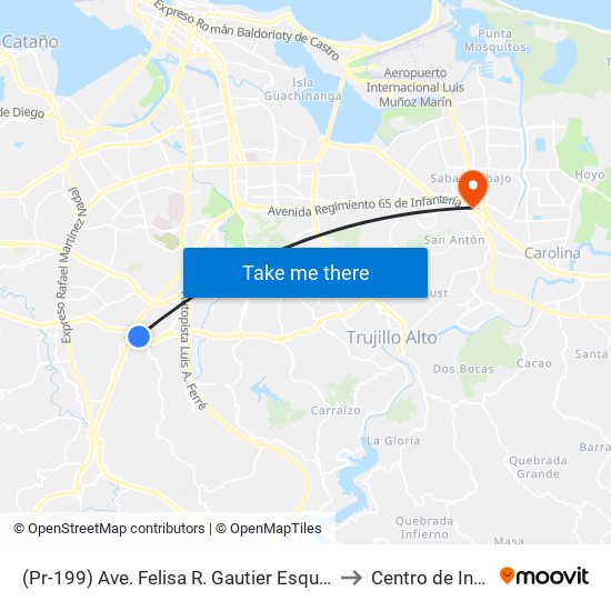 (Pr-199) Ave. Felisa R. Gautier Esquina Avenida Caimito to Centro de Inspección map