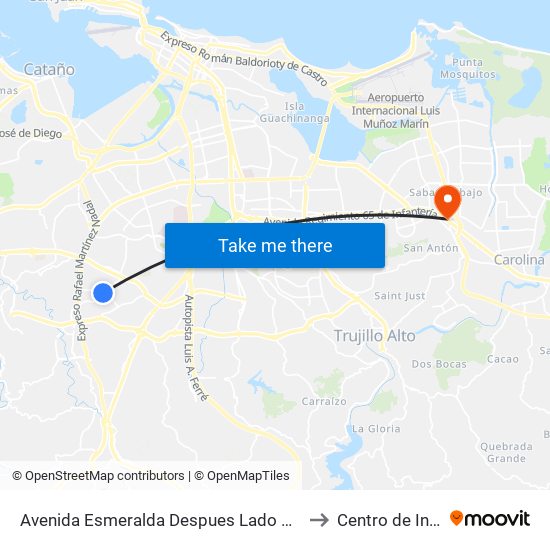 Avenida Esmeralda Despues Lado Opuesto Calle Tropical to Centro de Inspección map