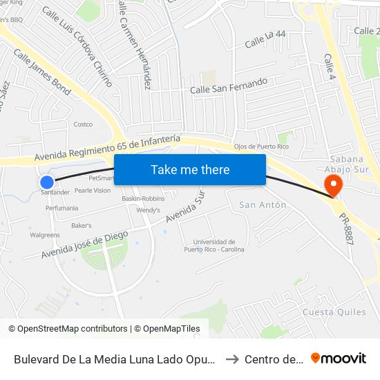Bulevard De La Media Luna Lado Opuesto Instituto De Banca Y Comercio to Centro de Inspección map