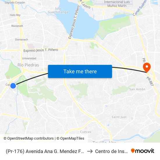 (Pr-176) Avenida Ana G. Mendez Frente A La Umet to Centro de Inspección map
