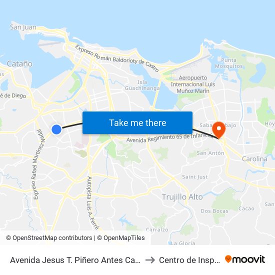 Avenida Jesus T. Piñero Antes Calle Eucalipto to Centro de Inspección map